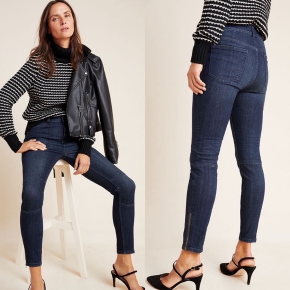 Anthropologie Pilcro High Rise Moto Denim Leggings
